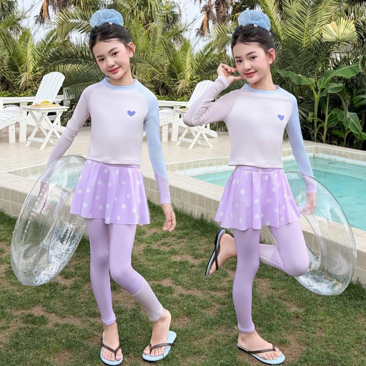 Children's Long-Sleeved Sun Protection Swimsuit Set