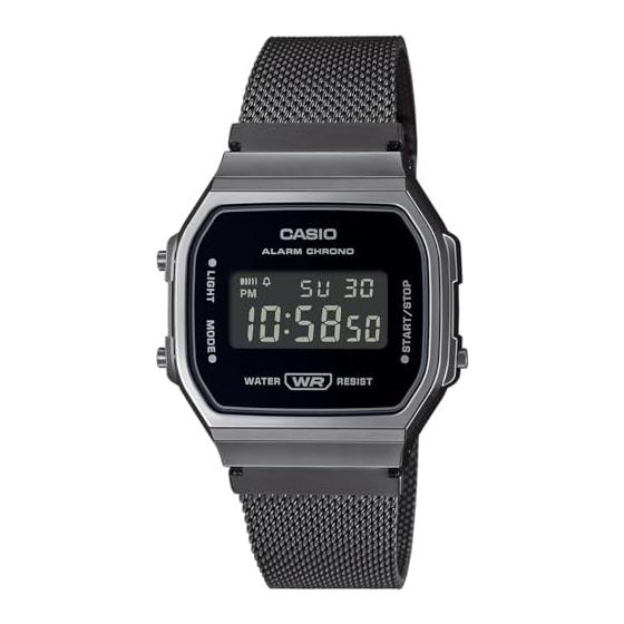 [Casio] Цифровые часы Стандартные A168WEMB-1B Мужские Женские Детские Черный Металлический Сетчатый Ремешок Модель для Зарубежья [Параллельный импорт]