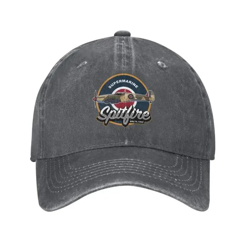 Custom Katoenen Supermarine Spitfire Malta Baseballpet voor Unisex Vrouwen Vliegtuig WW Piloot Vliegtuig Papa Hoed Hip Hop