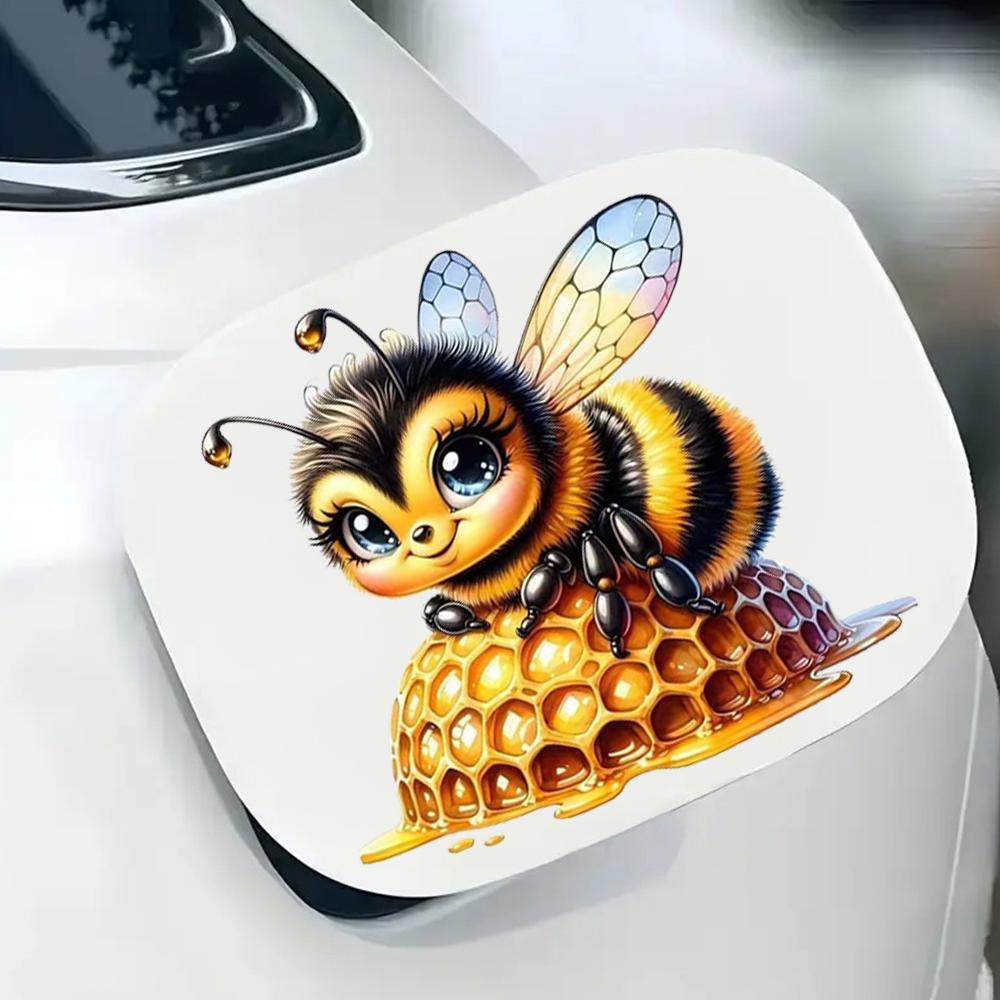 QT2459#15cm A Little Bee Lying On The Honeycomb Car Sticker, Suitable for Laptop, Car, Truck, Van, SUV, Motorcycle, Bumper, Window