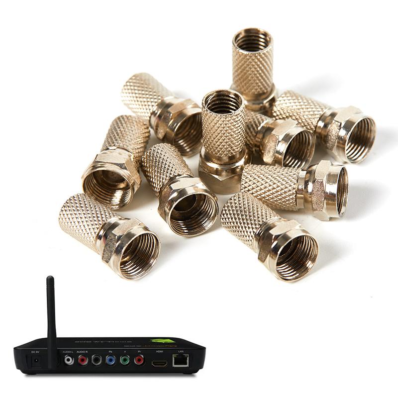 10 Pcs Metal Twist On Rg6 F Type Coaxial Cable Connector Plugs For Tv Satellite