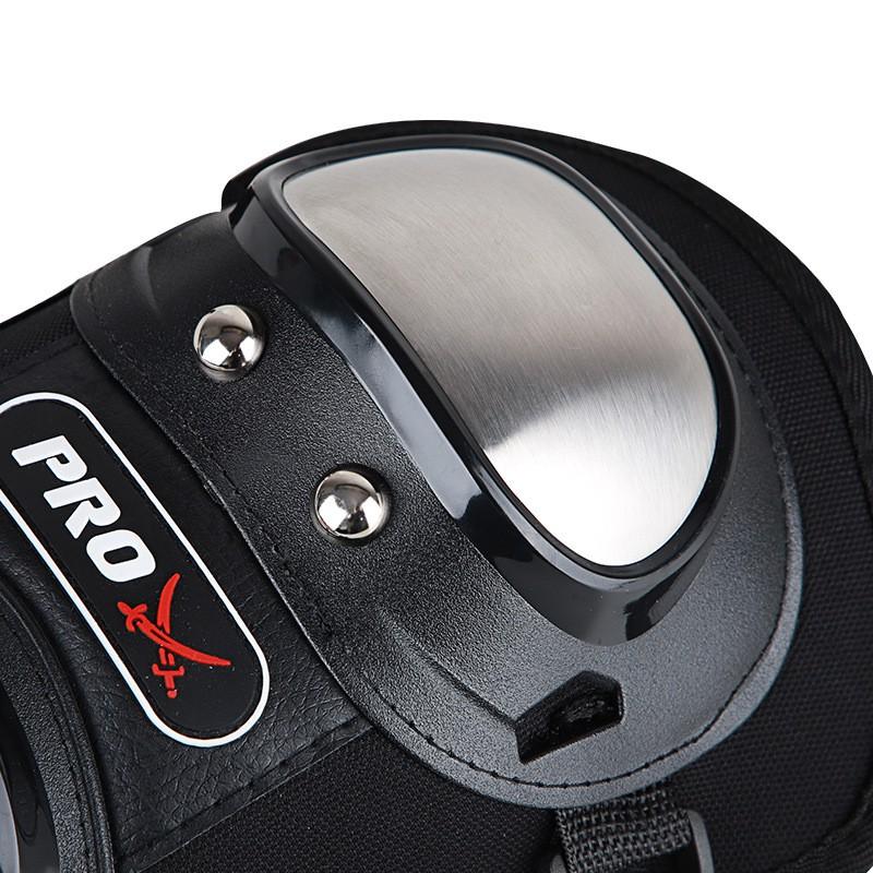 Stainless Steel Motorcycle Knee Elbow Guards 4-Piece Set Adult Riders All-Season Crash Protection