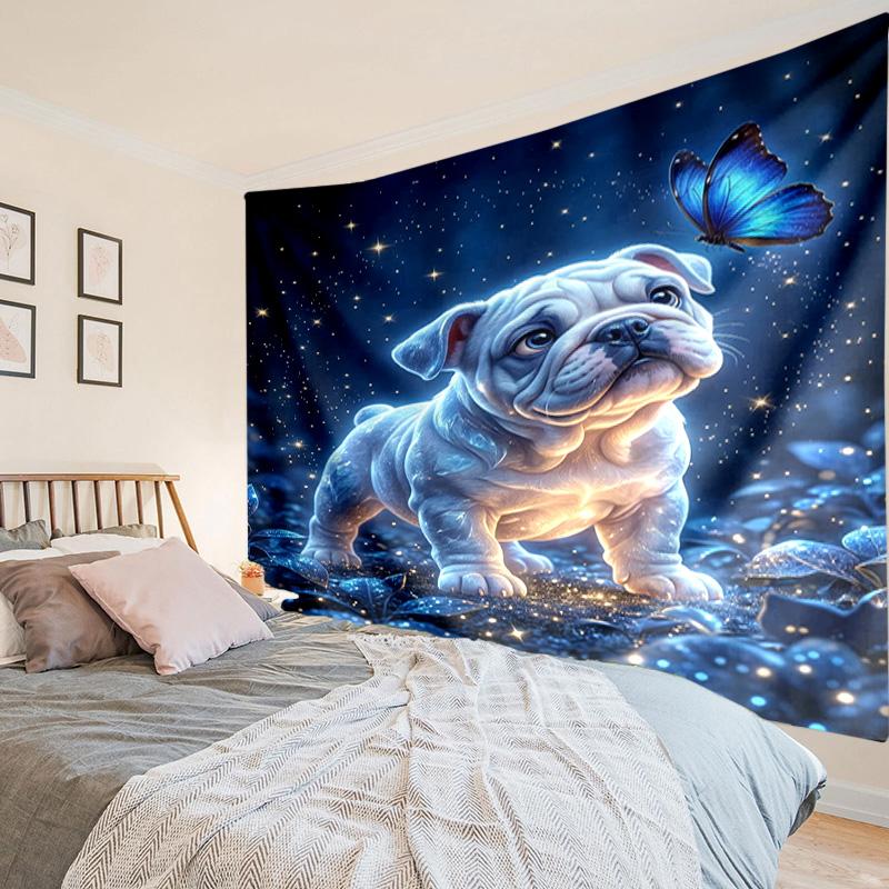 French Bulldog With Rose Tapestry Room Decoration Wall Hanging for Living Room Bedroom, Dormitory, Birthday and Christmas Gifts