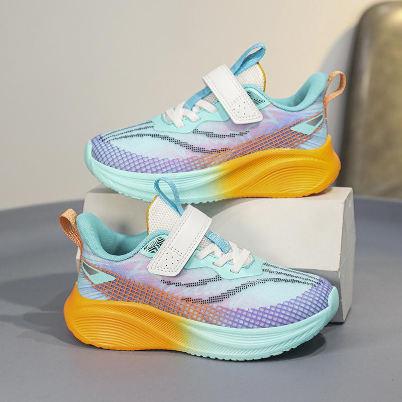 Boys' sports shoes thick-soled shock-absorbing Velcro mesh breathable fashion versatile teenager primary school students running shoes men