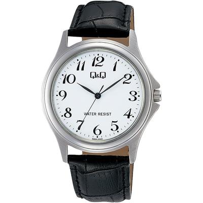 Citizen Q&Q Analog Watch Stainless Steel Waterproof Leather Strap W378-304 Men's White