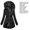 Winter Women Hooded Padded Down Jacket Mid Length Cotton Coat Plush Lined Windproof Zip Up Long Sleeve with Elastic Cuffs Outdoor