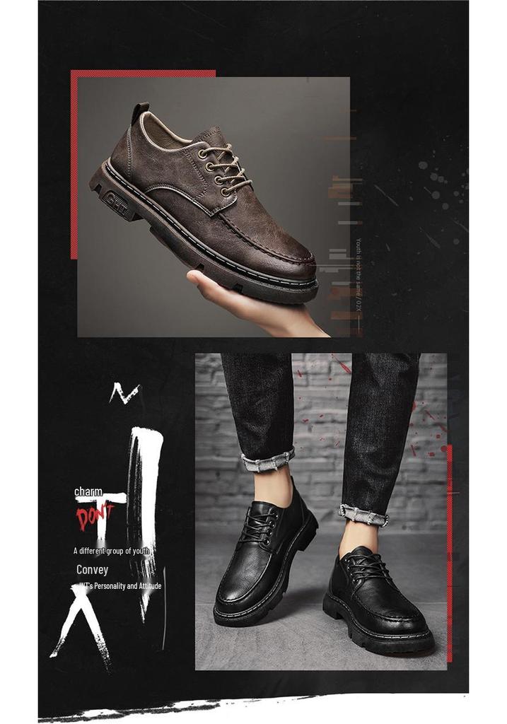 Men's 2023 Autumn Black Casual Retro Leather Shoes – Trendy Non-slip British Style