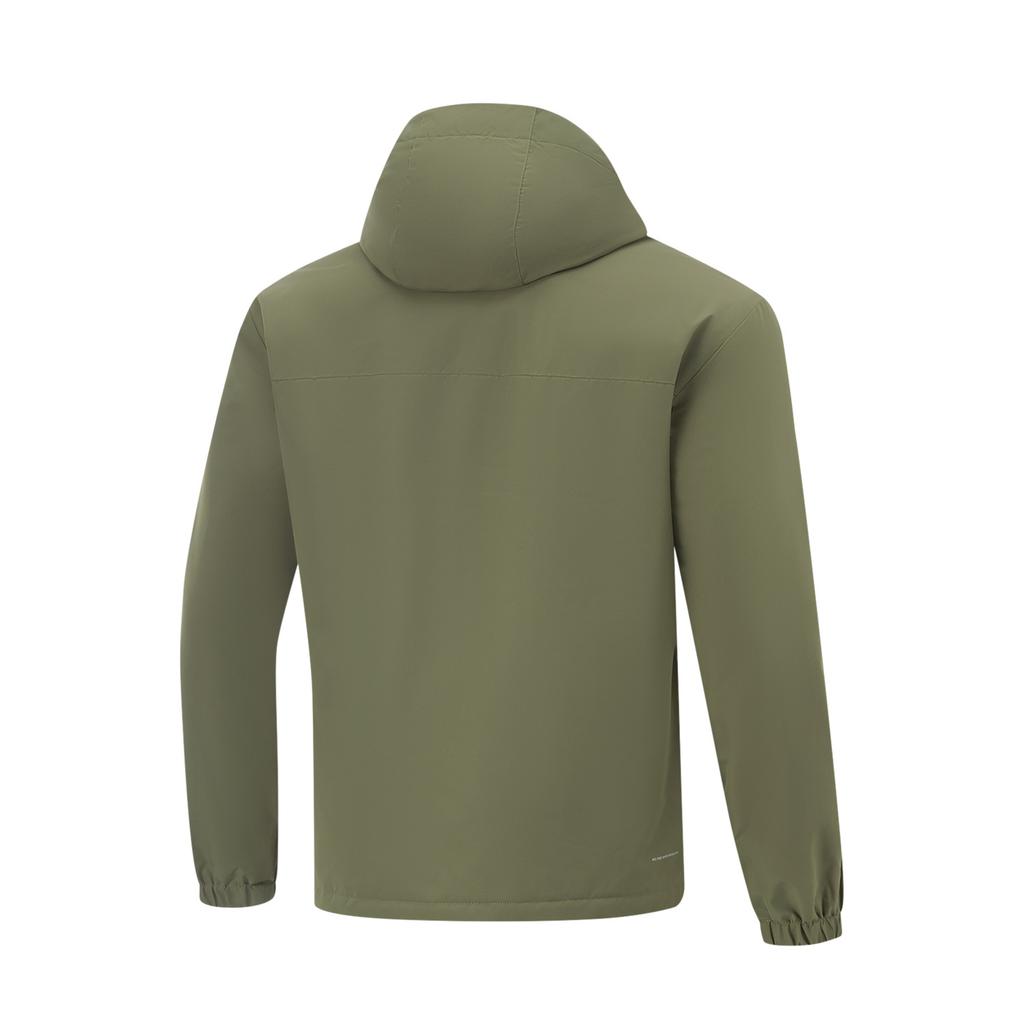 Li Ning Comfortable Casual Simple Hooded Short Cotton Jacket Men Jackets Army-Green AJMU213-6