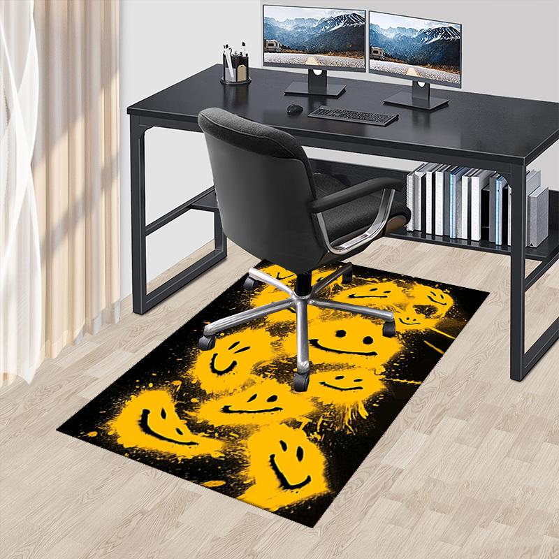 

1pc Smiley Face Spray Paint Art Office Chair Mat - Anime Cartoon Design, Non-Slip Carpet for Home Decor, Seasonal Gift, Suitable for Office and Living 60cm by 90cm