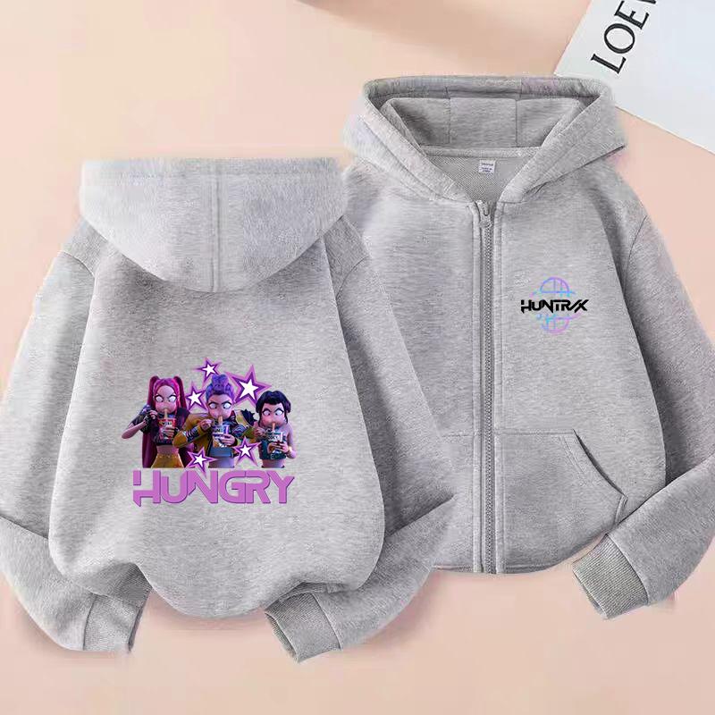 2025 New Y2K KPop Devil Hunter Zipper Hoodie Autumn Casual Long Sleeve Children's Clothing Fashion Versatile Girls' Top