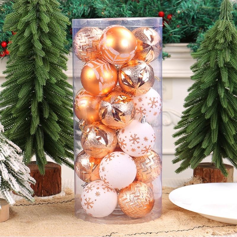 24Pcs Hand Painted Christmas Sphere Ornament Christmas Hand Painted Sphere Ornament Handmade Festival Tree Decorations