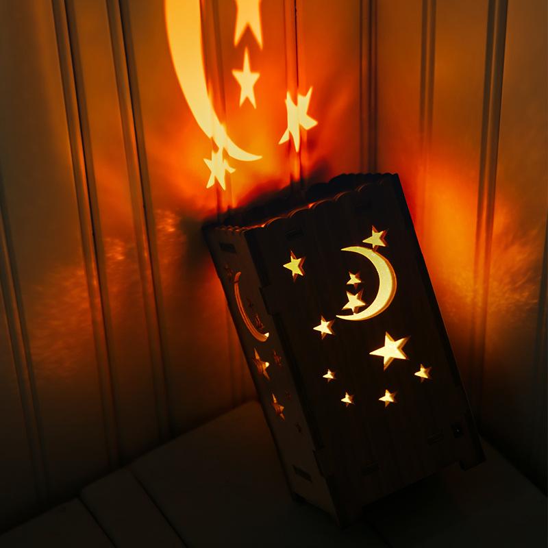 7Colors Night Light Moon Stars Hollow Out USB Projection Lamp for Decoration Colorful#0