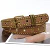 Vintage Pu Leather Belt With Rivet Studs Hollowed-Out Design Perfect For Daily Wear Jeans Casual Outfits