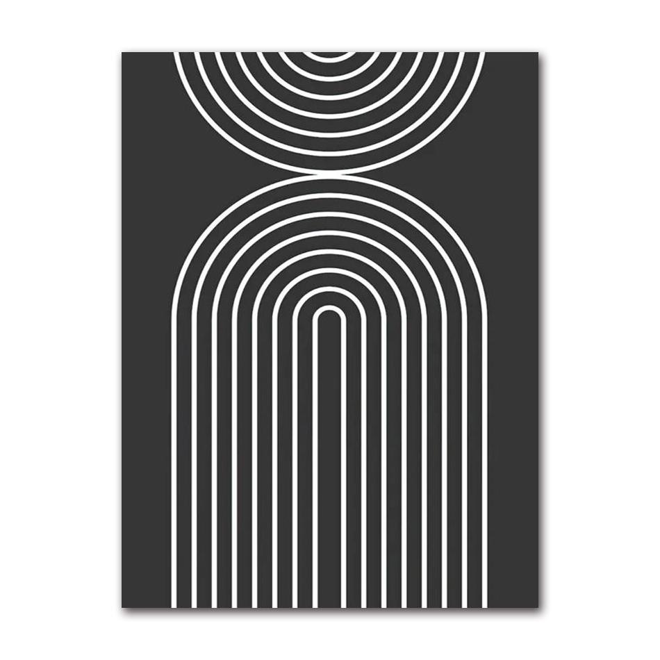 Scandinavian Minimalist Wall Art Black and White Abstract Woman Geometric Lines Poster Print Home Bedroom Living Room Decoration