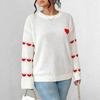 2026 New European and American Large-size Sweater Contrasting Colors Love Embroidery Splicing Cross-border Women's Clothing Casual Pullover Loose 