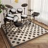 Moderner Wohnzimmerteppich Heimdekoration Mode Luxus Trommel Abstraktes Musiksymbol Schwarz Weiß Kariert Große Fläche Schlafzimmer Dekor Teppiche