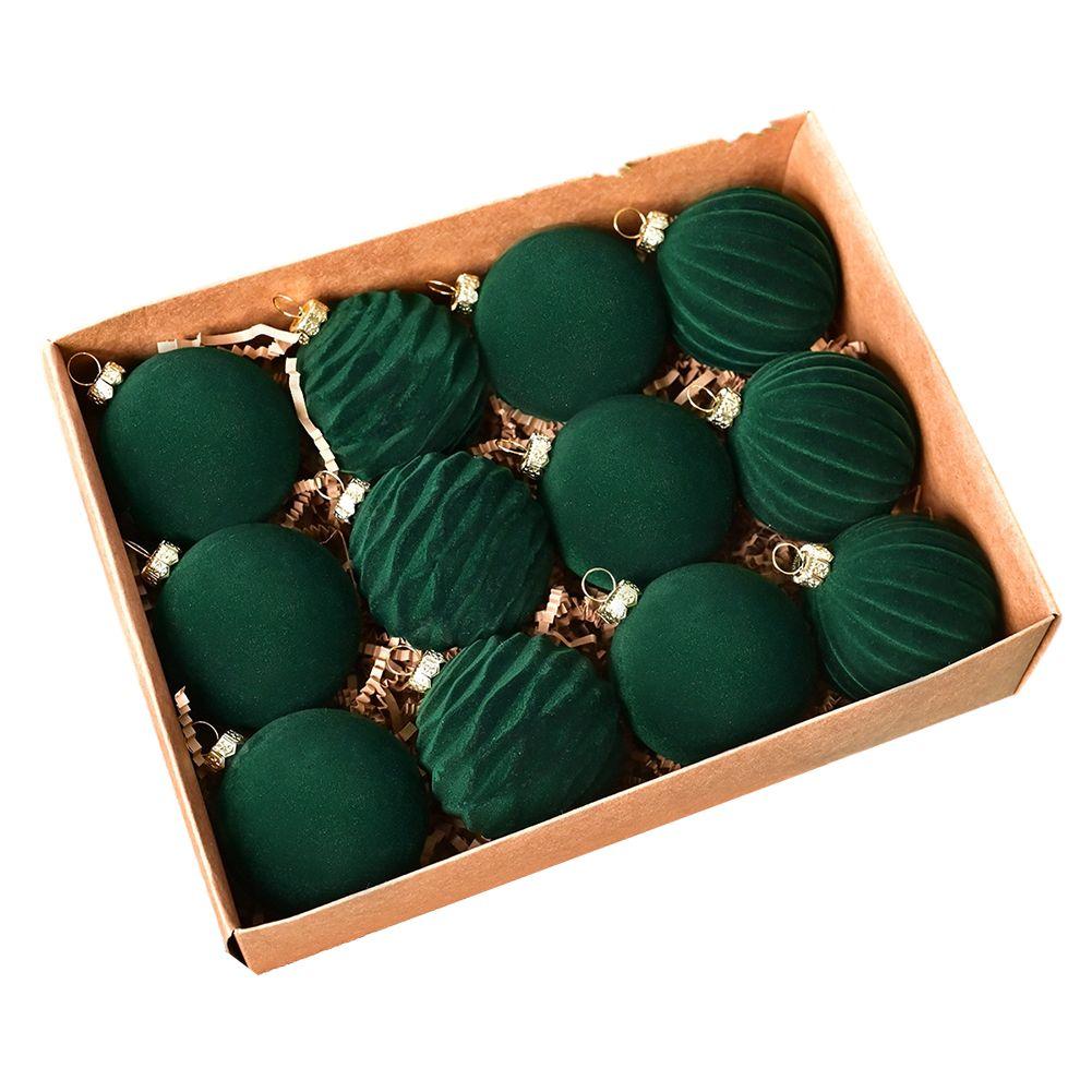 Flocked Ball Ornaments Burgundy Christmas Ornaments Christmas Holiday Luxurious Holiday Decor For Centerpieces