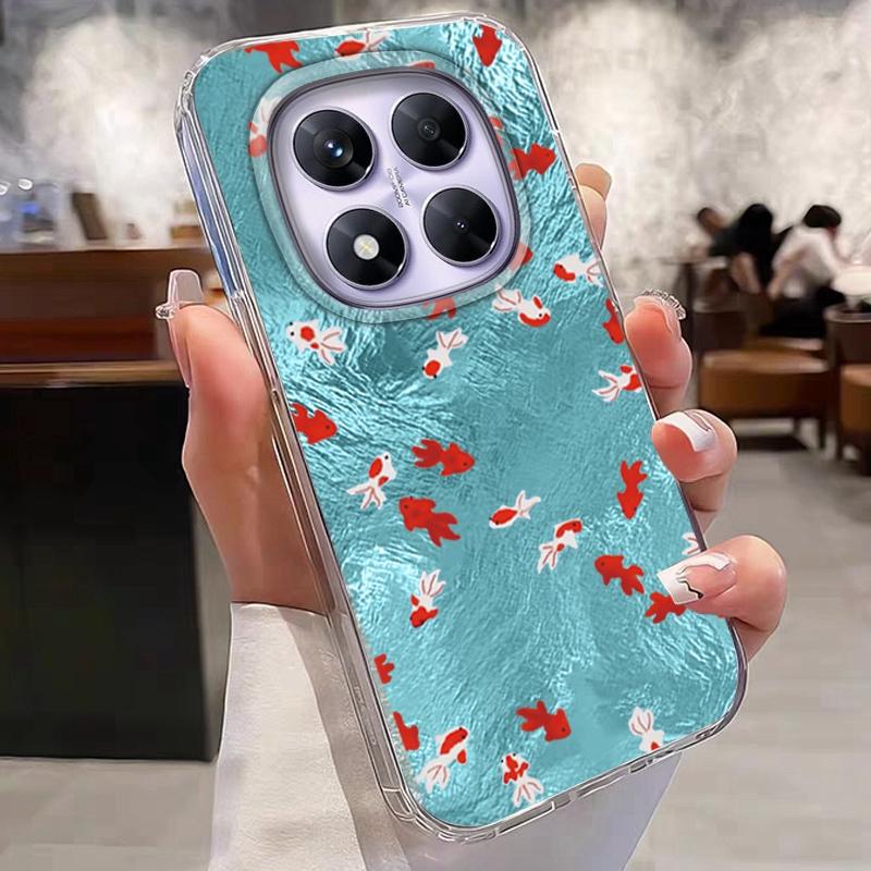 Blue Ocean Red Carp Girls Phone Case For Xiaomi 14T 13T 14Tpro 11 Lite 5G NE Shockproof Fundas Protection Back Vortex Texture Women Cover