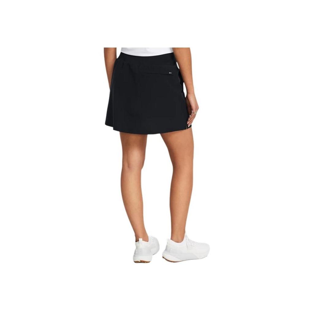 Under Armour UA Drive Solid Fustă-pantaloni midi cu talie medie, mulată, Fuste-pantaloni pentru femei, Negru 1383162-001
