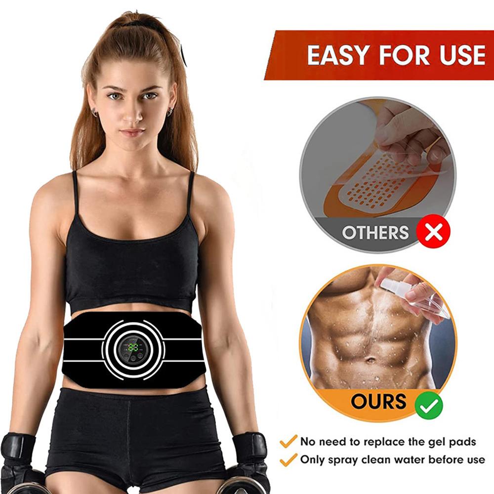 EMS Muscle Toner Abdominal Toning Belt Electric Muscle Stimulation Waist Massager USB Recharge Weight Loss Fitness Training Gear
