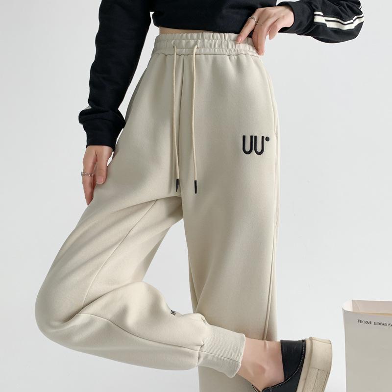 

Весенние новые свободные драпированные прямые узкие спортивные штаны узкие леггинсы M абрикосовый