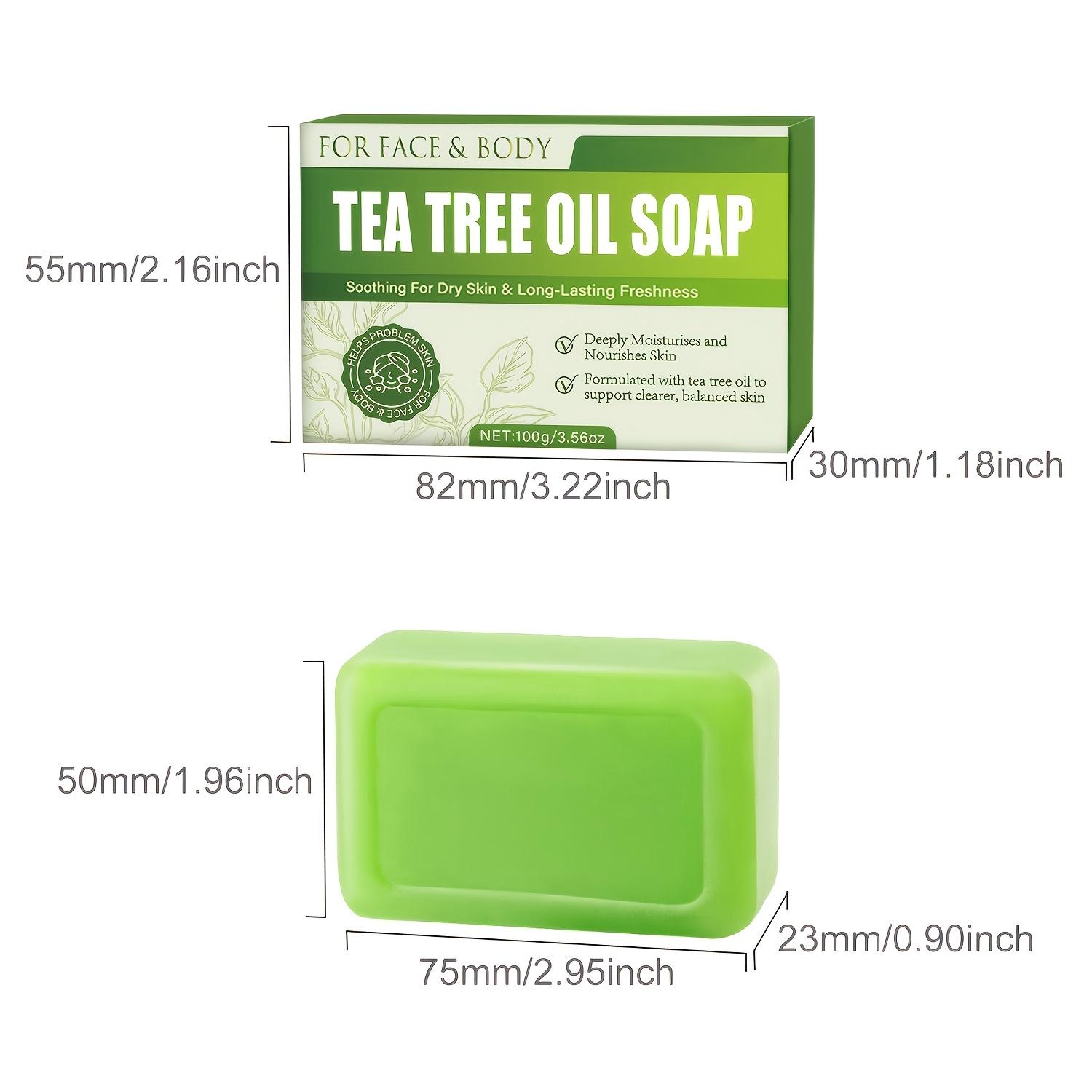 Tea Tree Essential Oil Soap, Suitable for Face & Body, Infused with Tea Tree Oil, Coconut Oil & Glycerin, Deep Pore Cleansing Soap 100g
