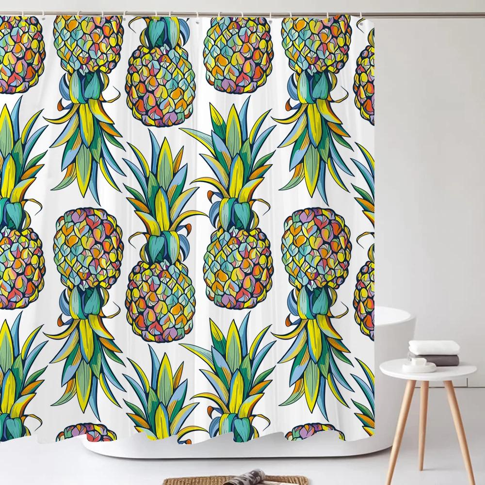 3D Tropical Green Plant Leaf Palm Cactus Bathroom Shower Curtain Home Decor Curtain Waterproof Fabric Shower Curtains With Hook