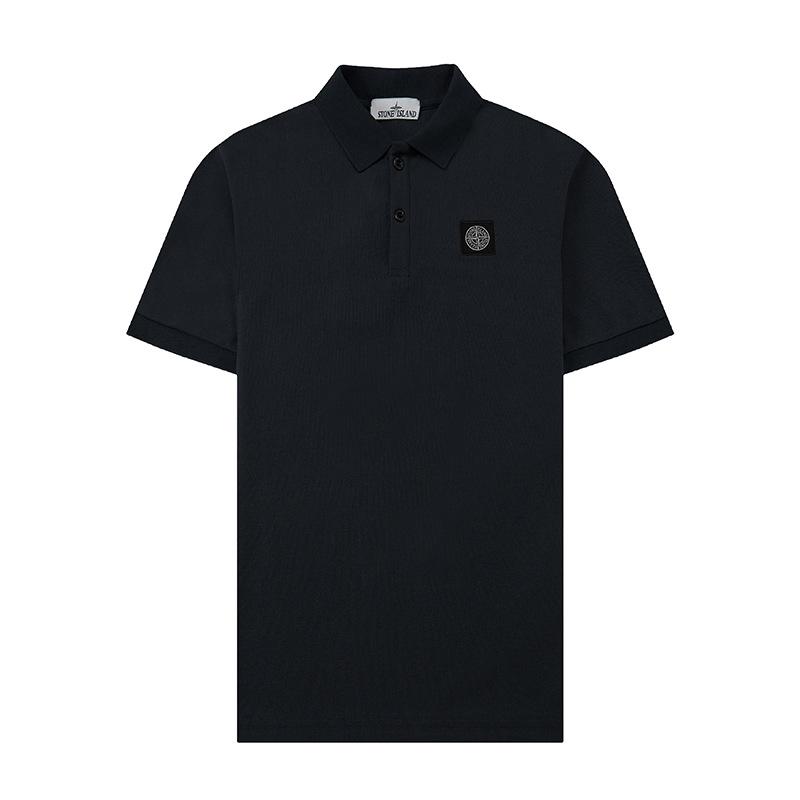 New Summer STONE Streetwear Unisex Embroidered Logo Polo T-shirt - Loose Fit, Short Sleeve, Cotton