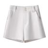 Spring 2025 Women's High-Waist White A-Line Suit Shorts - Casual, Loose Wide-Leg Design