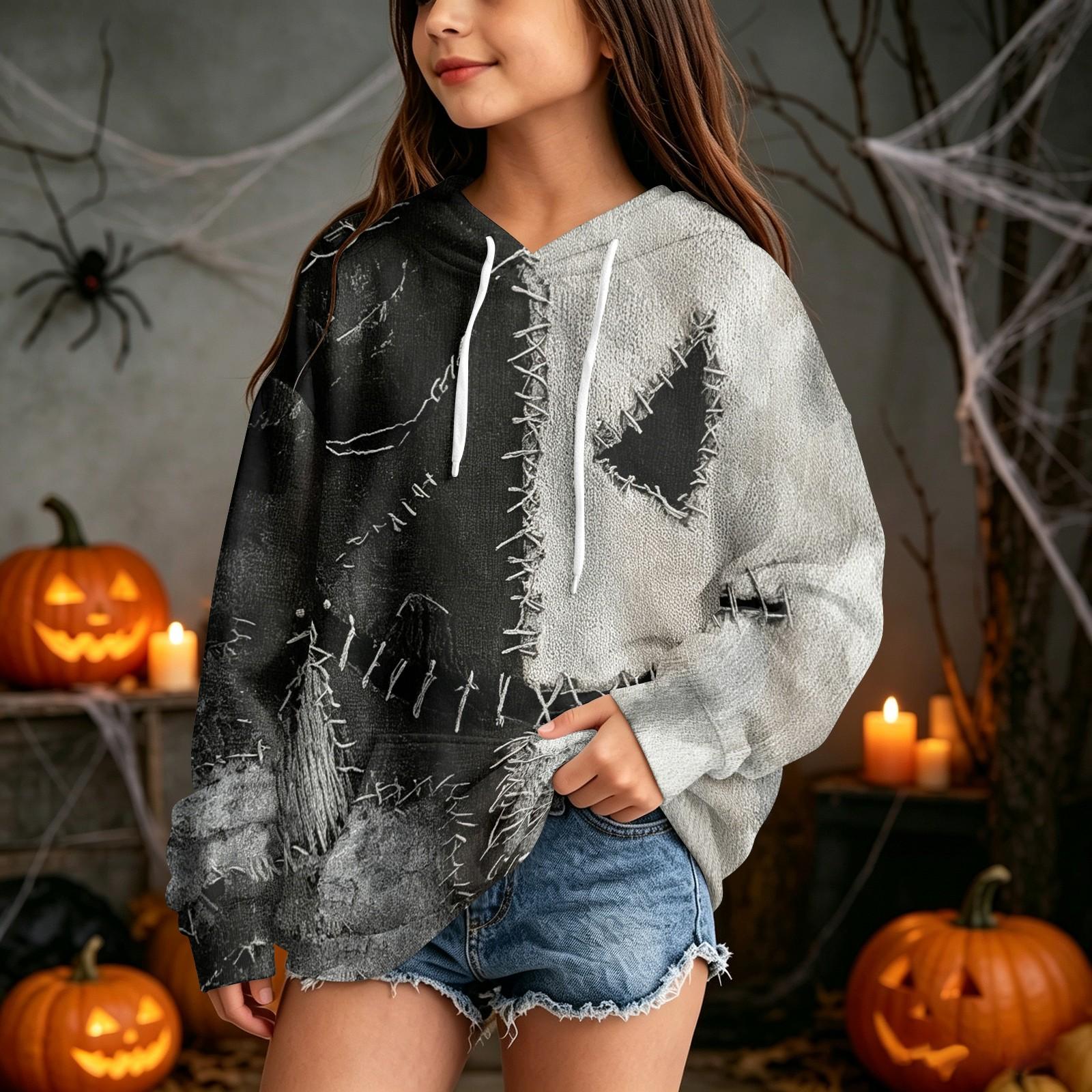 Kids Halloween Printed Hoodie Casual Pullover Sweatshirt for Party and Daily Wear 120