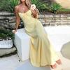 Women's New Temperament Elegant Tie Word Solid Color Medium Length Dress
