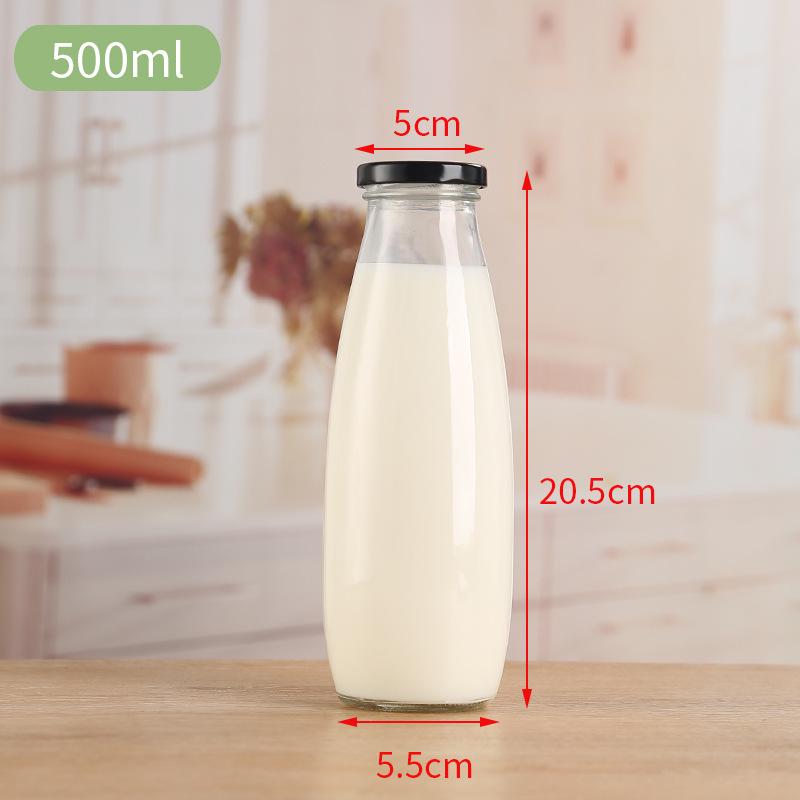 Biberon in Vetro Spesso da 250 ml con Tappo Ermetico per Yogurt e Bevande