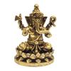 Rare Miniature Brass Idol, Ganesha Ganapati On Lotus Collectible Statue, Gold
