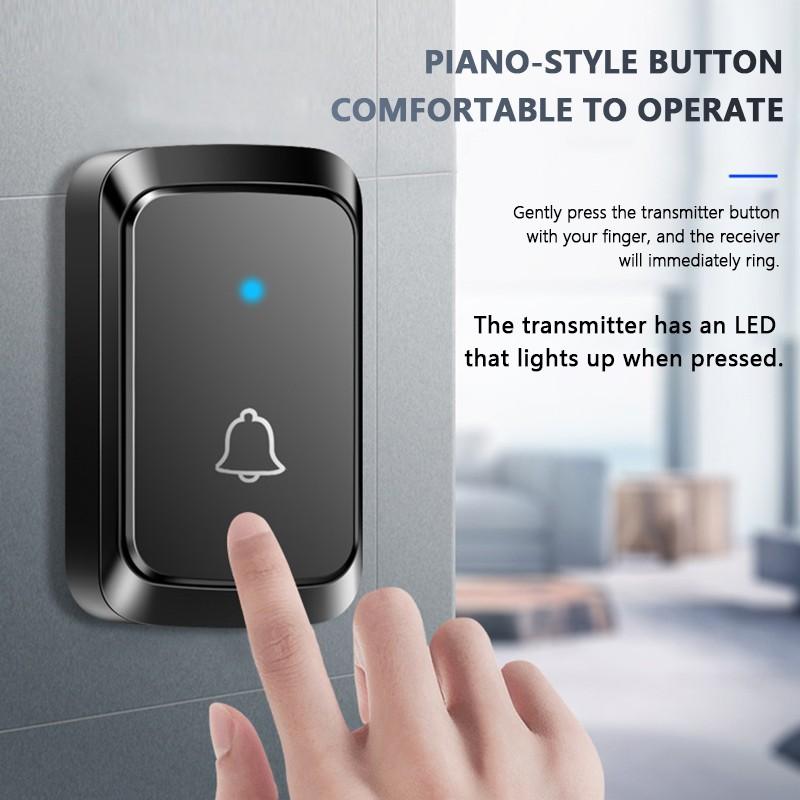 Outdoor Waterproof Doorbell With 38 Musics 4-Speed Volume Adjustment Battery Door Bell Long Distance Emergency Doorbell Smart Home Device