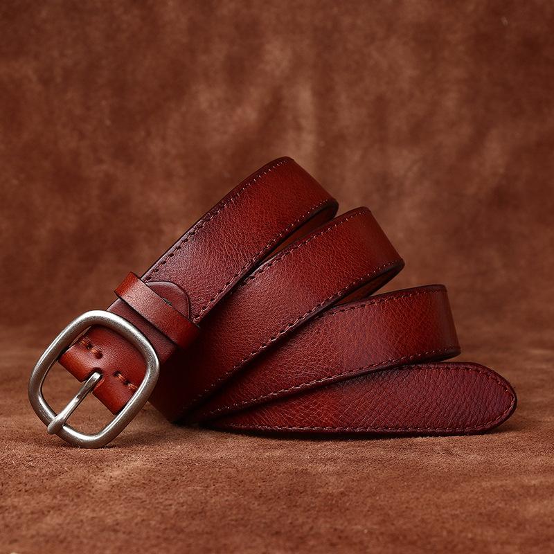 Cowhide Women's Genuine Leather Pure Pin Buckle Belt Trendy Wild Women's Internet Celebrity Jeans Belt Women