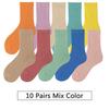 10 Pairs/Lot New Woman Cotton Socks Men Sock Solid Color Autumn Spring For Female's Soft Breathable Colorful Girl