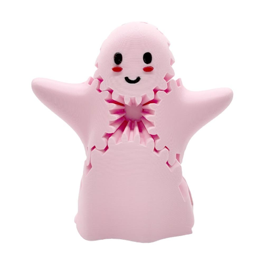 

Plastics 3D Printed Ghost Gear Cube Collectible Figurines Fidget Rotating Toy Desk Toys StyleB Pink