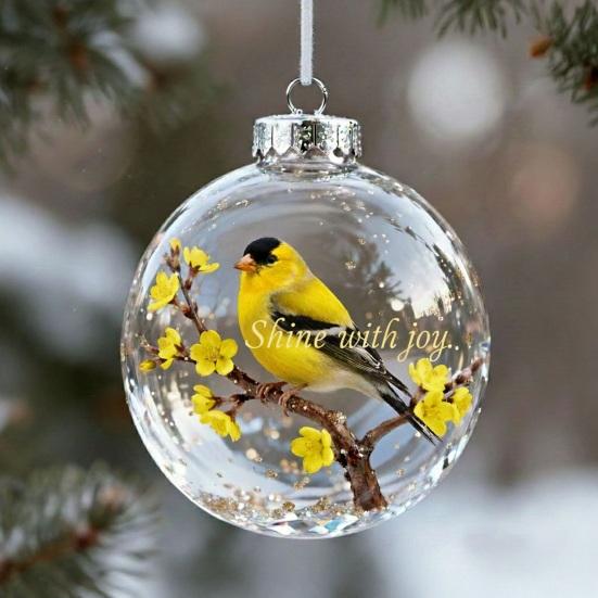 Christmas Ornament Christmas Tree Bird Spherical Decorative Pendant Snowflake Ornament Holiday Tree Decoration