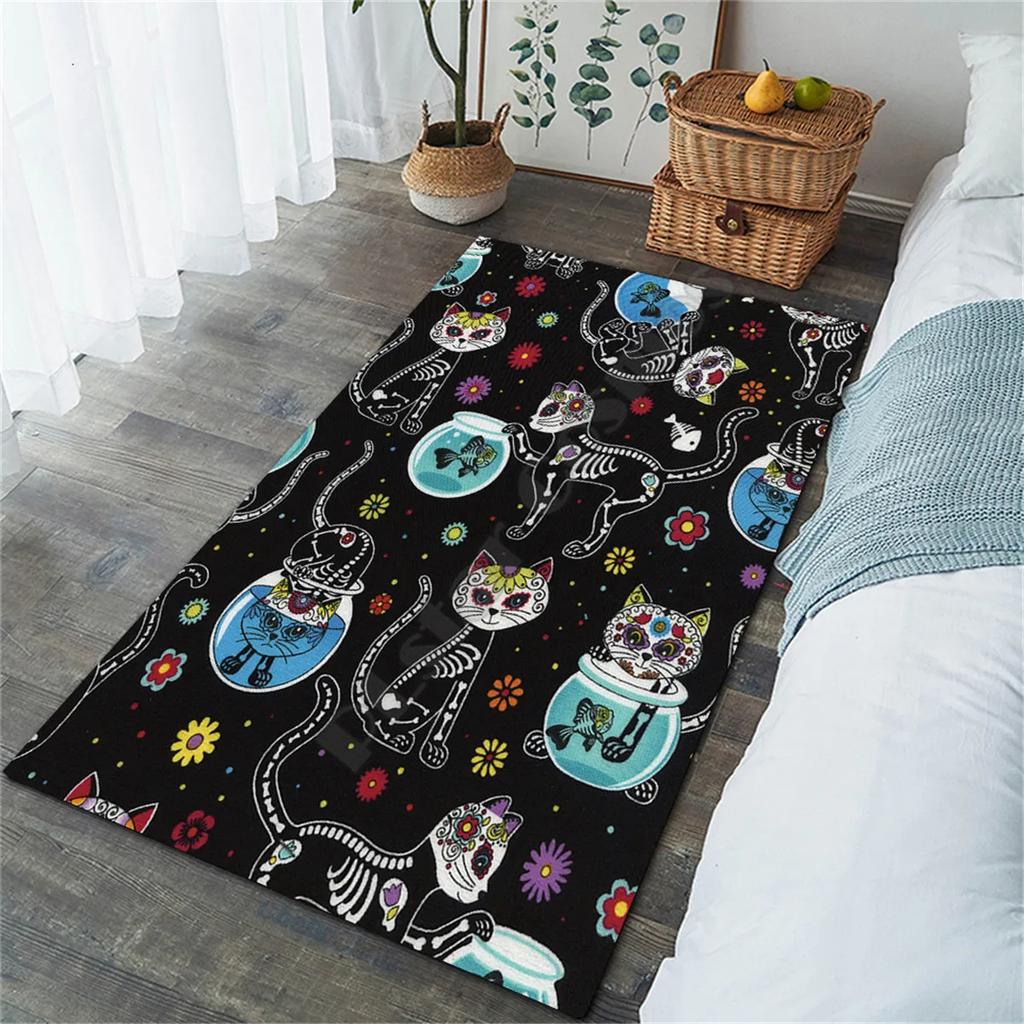 Cartoon Cat Pattern Large Carpet Decoration Room Living Room Home Floor Mat Handsome Mage Cat Bedroom Room Decoration Carpet