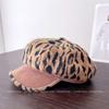 Retro leopard print cloud newsboy hat children's autumn and winter new versatile face peaked cap to keep warm from the cold octagonal hat