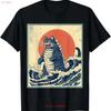 Catzilla Cat Japanese Art Funny T Shirt Kids Vintage Homme Soft Designer Clothes Stretched Streetwear Fashion Versatile