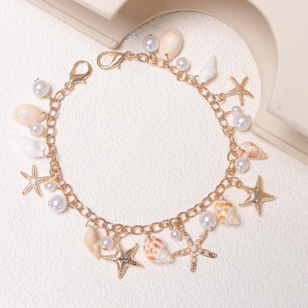 Bohemian Seashell Pearl Chain Beach Bag Strap With Alloy Decor For Summer Vacation
