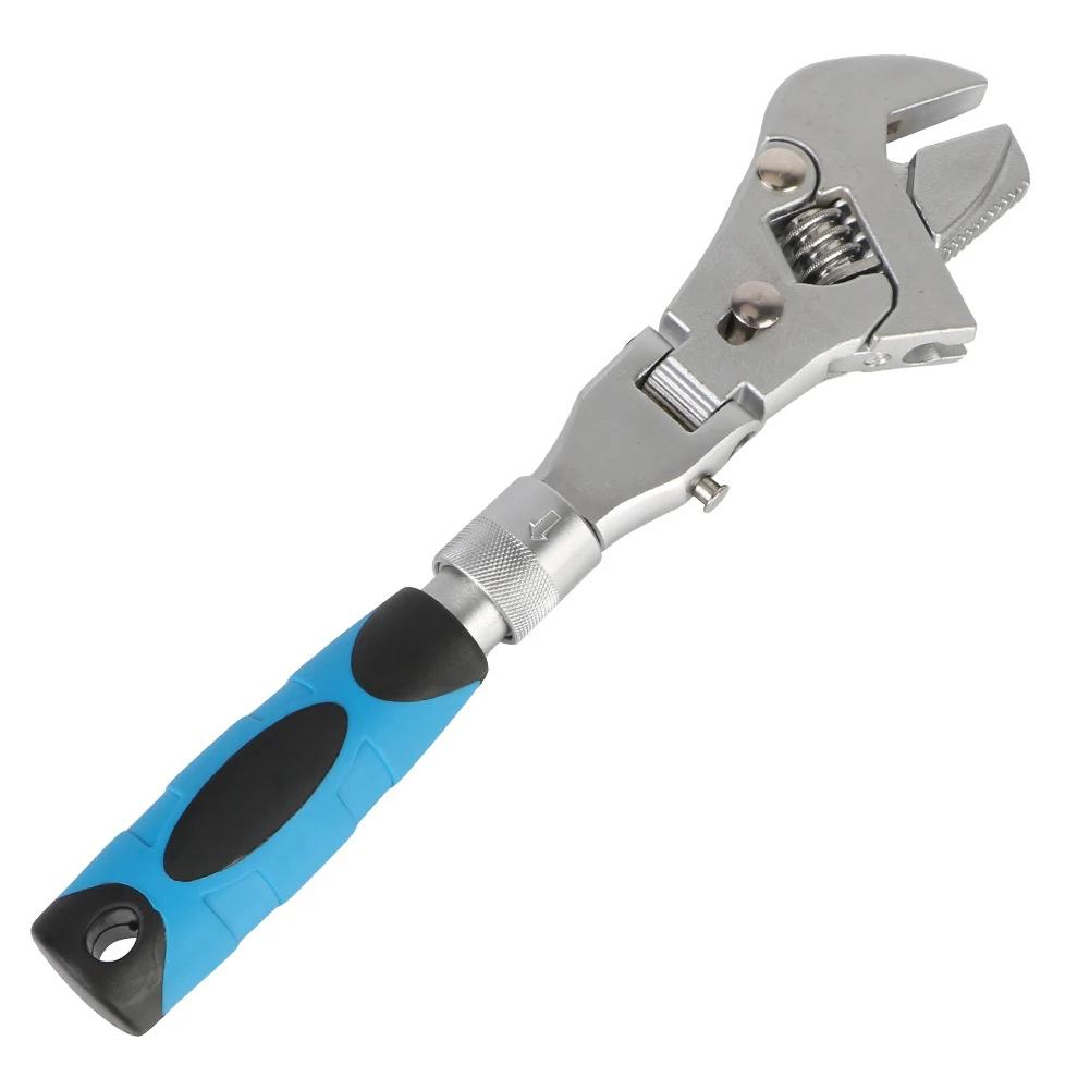

10 Inch Adjustable Ratchet Wrench 5 In 1 Torque Wrench 180 Degree Folding Spanner Hand Household Maintenance Pulley Wrench 10-Inch серебряный