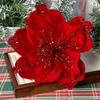 Glitter Artificial Christmas Flowers Simulation Red Poinsettia Flower DIY Xmas Tree Ornaments Wedding New Year Home Decorations