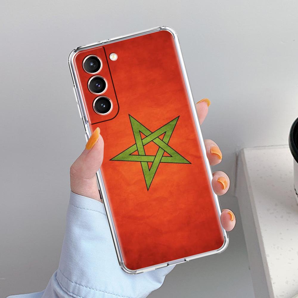 Phone Case For Samsung Galaxy S26 S25 S24 S23 S22 Ultra S20 S21 FE 5G Plus Soft Clear Cover Morocco Flag Soccer