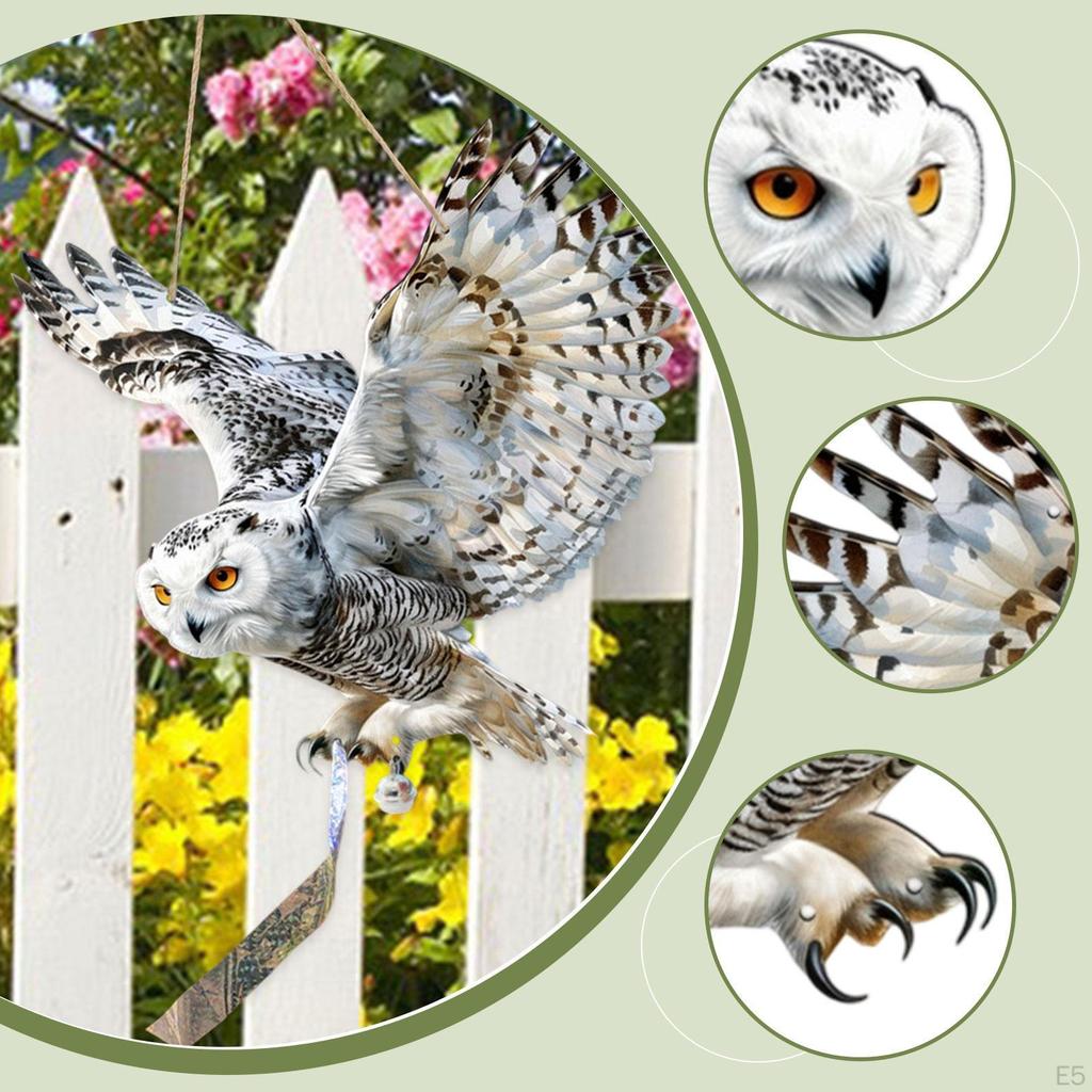 Dekorativní závěsný pták sova s provázkem a stuhou PP ozdoba na plot dokonalá venkovní