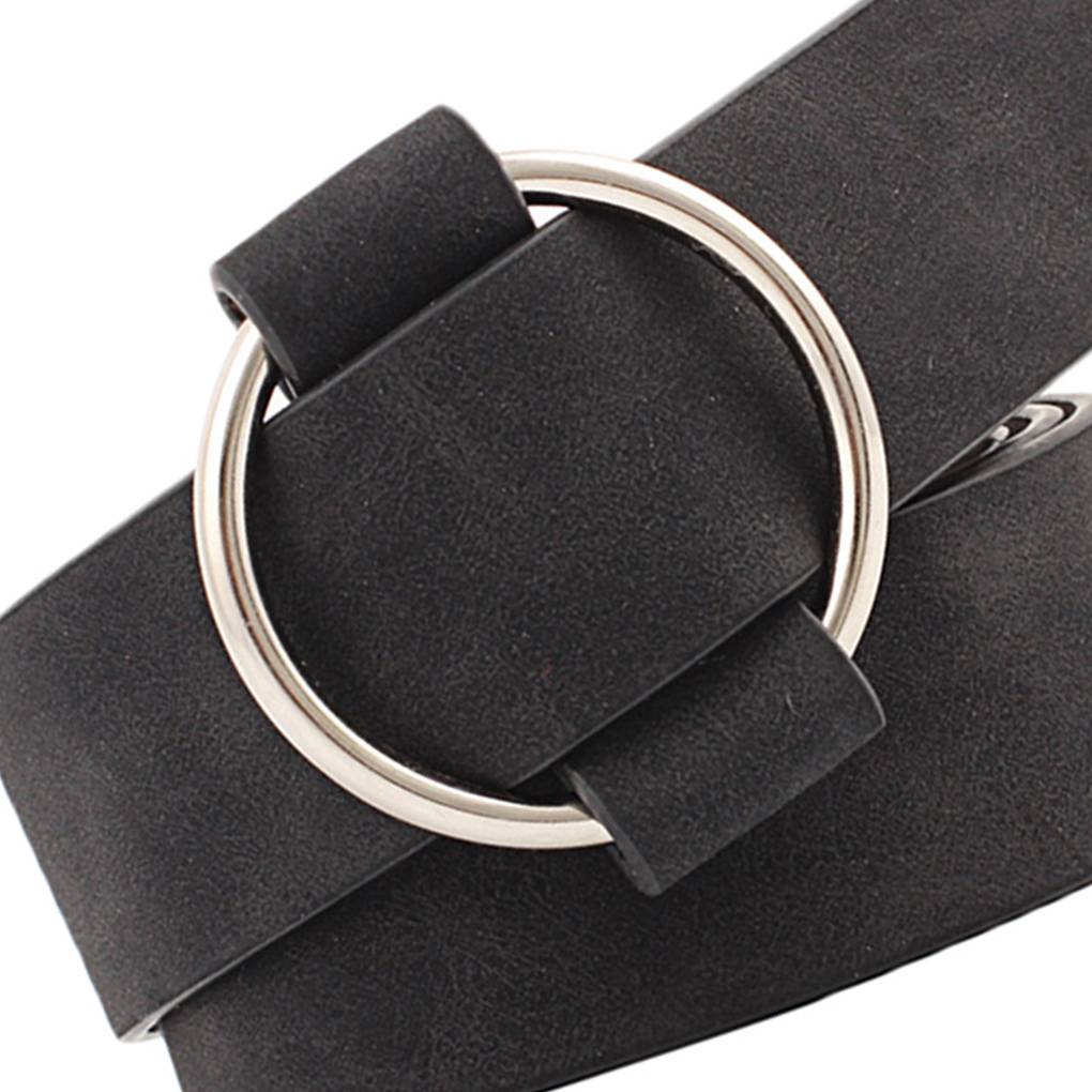 Women Female Girls Round Buckle Belts Leather Belt Newest Leisure Jeans Wild