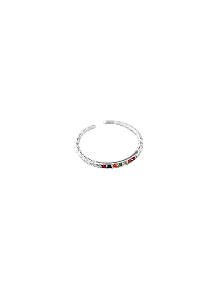 Women s Rainbow Zirconia Adjustable Geometric Stackable Ring Adjustable Open