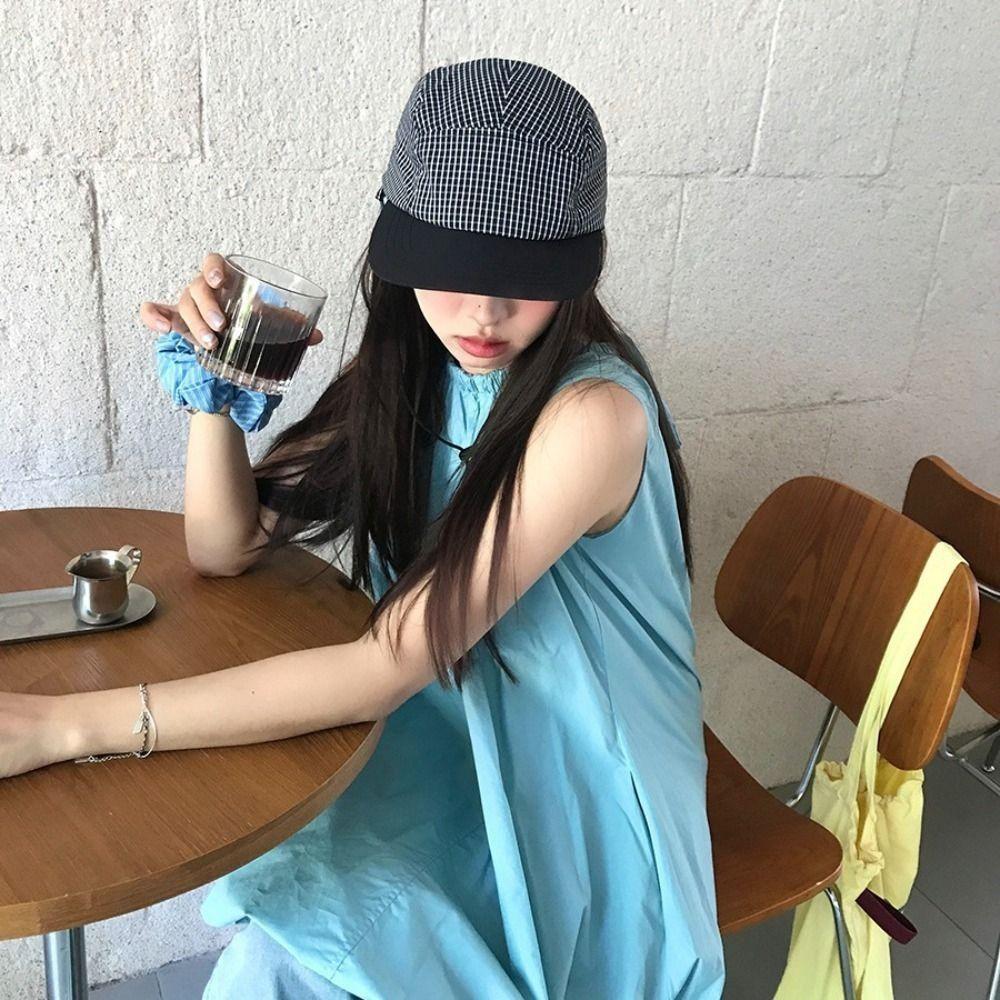 Summer Plaid Hats Quick-drying Visor Caps Japanese style Baseball Caps  for Men Women