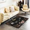 Cute Black Bat Large Area Rug 5x7, Floral Plant Leaves Living Room Rug, Starry Sky Moon Galaxy Rugs for Bedroom Boho Exotic European Style C